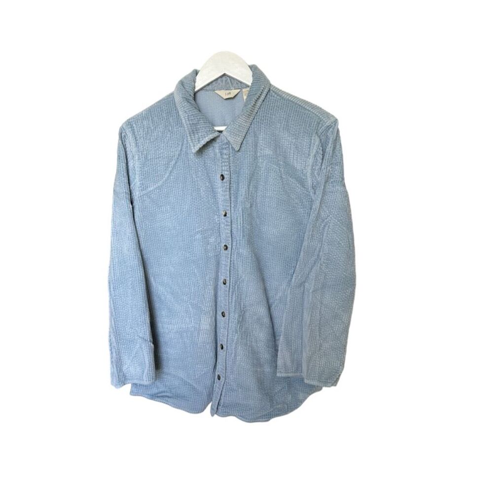 J.‎ Jill Blue Velvet Corduroy Cotton Shacket Womens M Cozy Cottagecore Granola